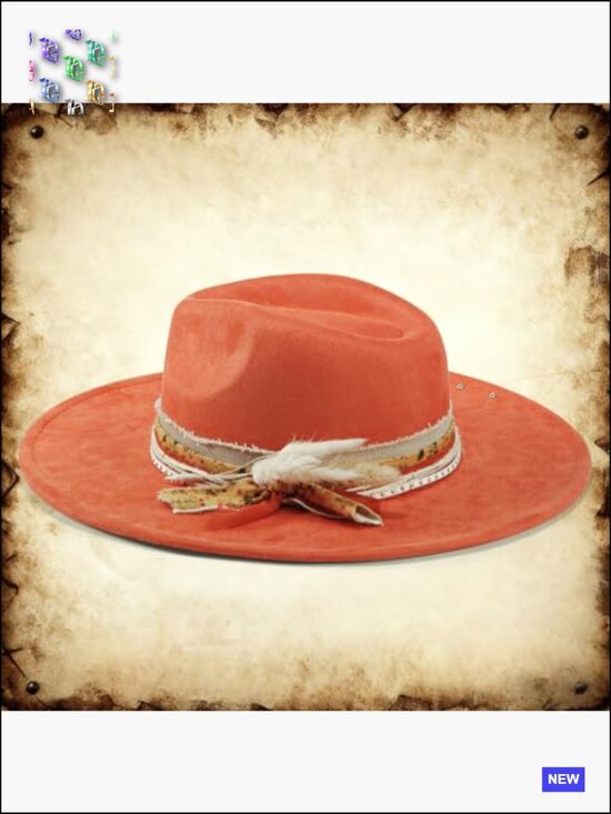 Wide Brim Fedora Hat Felt Panama Dress Up Unisex Western Boho Retro Handmade main image 6